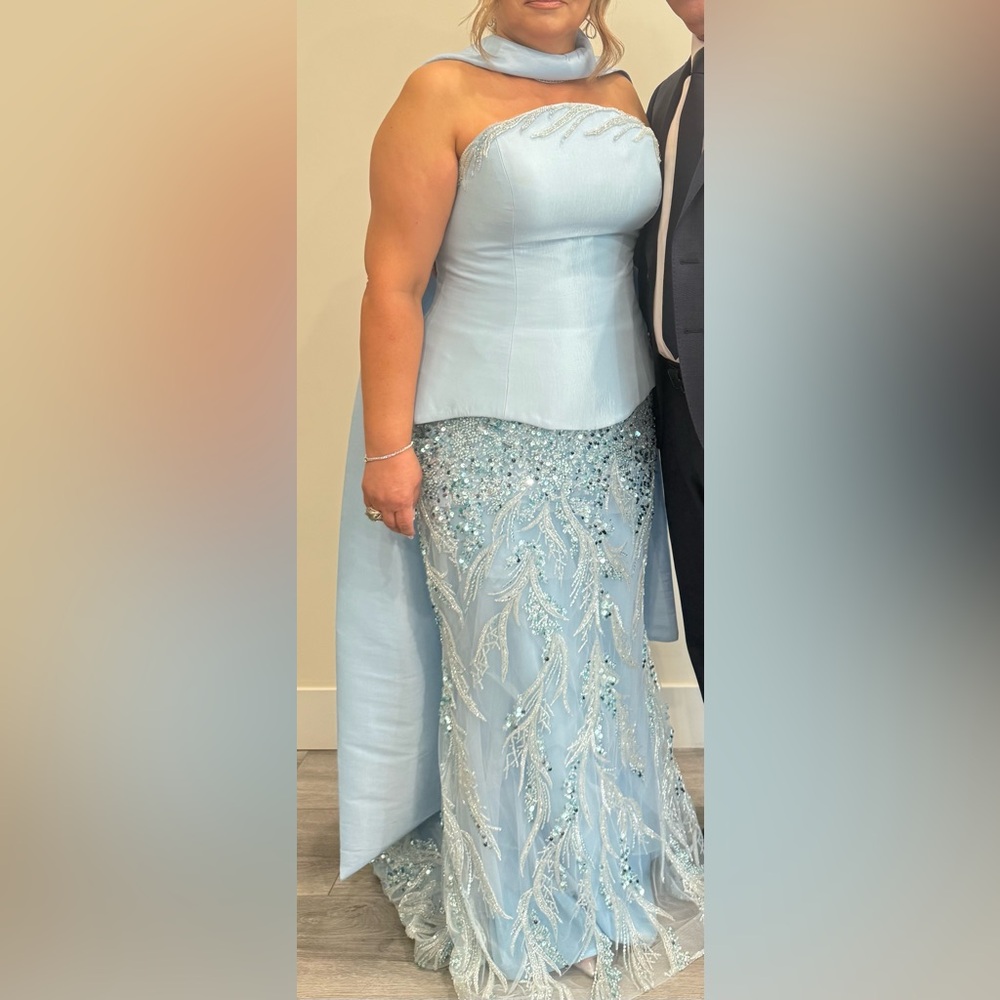 Elegant Blue and Silver Evening Gown